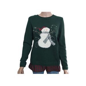 Vintage Christopher & Banks Holiday Snowman Sweater Size: M